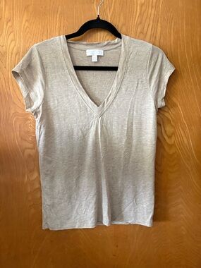 White label The white Company - Women's V-Neck Short Sleeve Top - Light Beige 6